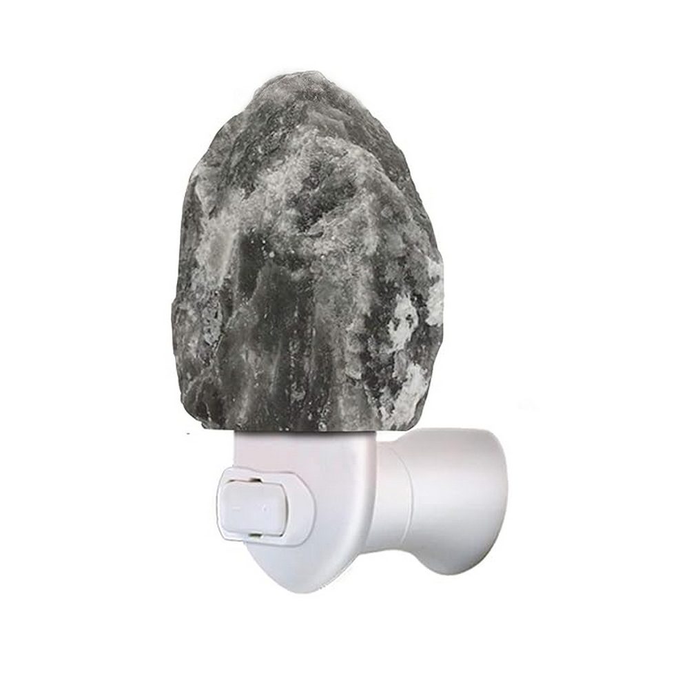 Foto principale Lampada di Sale Himalayano Notturna Grigia grezza 750 g con luce Led RGB e base in legno