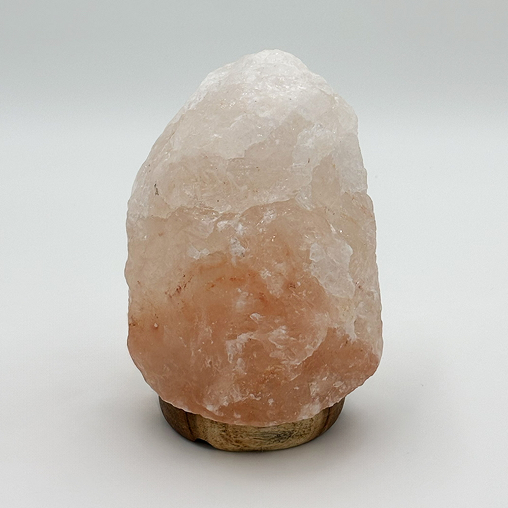 Lampada di Sale Himalayano Rosa grezza 1-2 kg con luce calda e base in legno - Foto 2