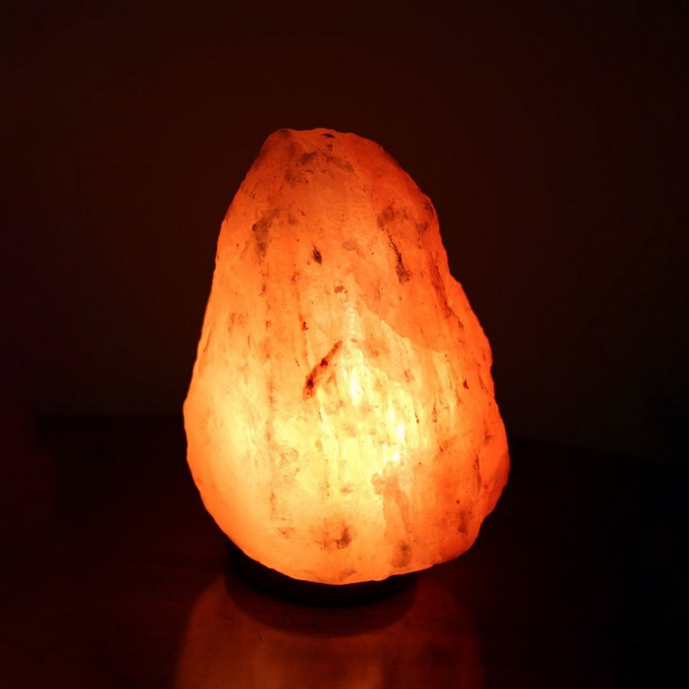 Foto principale Lampada di Sale Himalayano Rosa grezza 15-20 kg con luce calda e base in legno