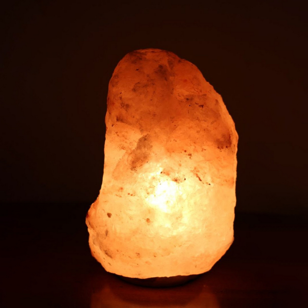 Foto principale Lampada di Sale Himalayano Rosa grezza 30-40 kg con luce calda e base in legno
