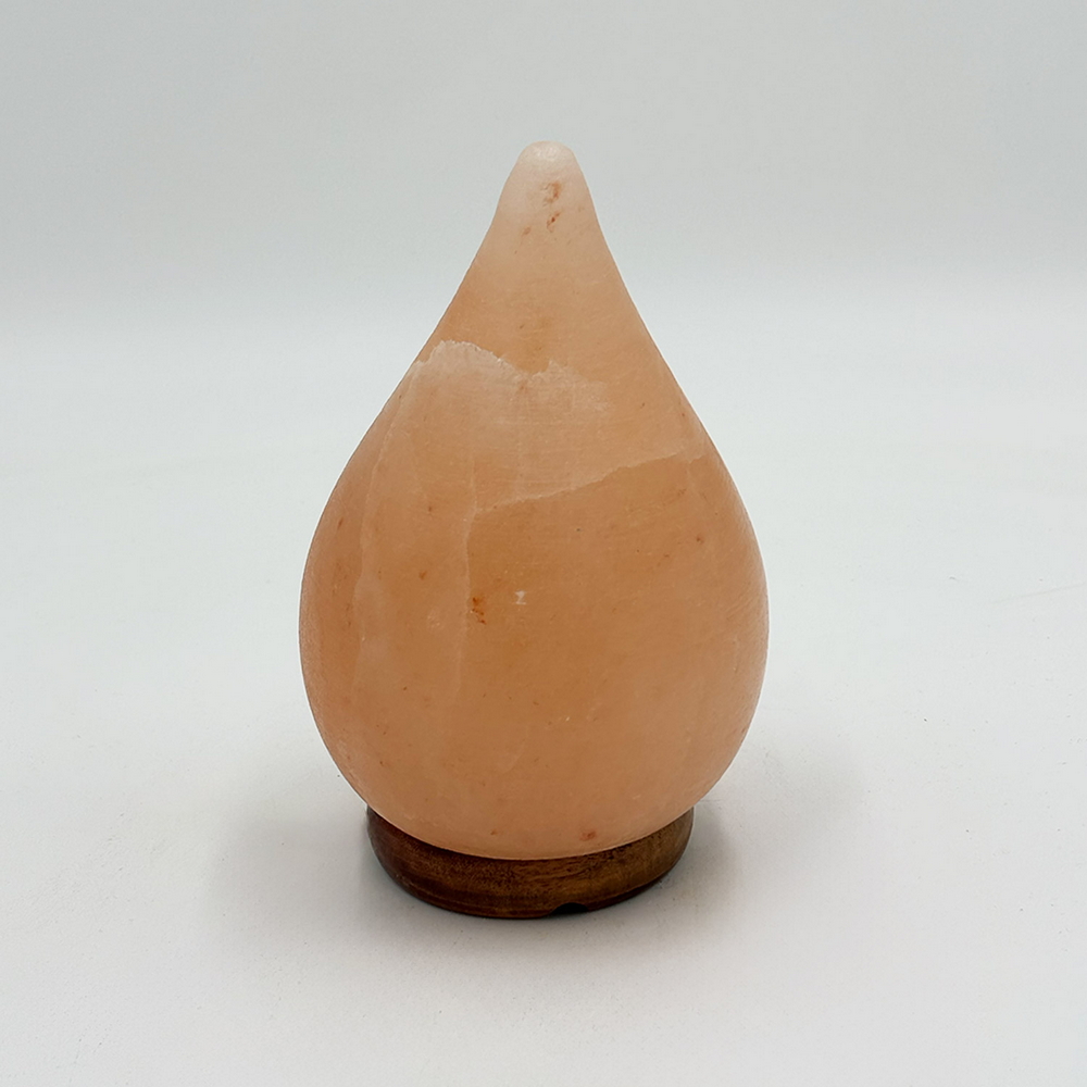 Lampada di Sale Himalayano USB Rosa scolpita a forma di Goccia 750 g con luce Led RGB e base in legno - Foto 1