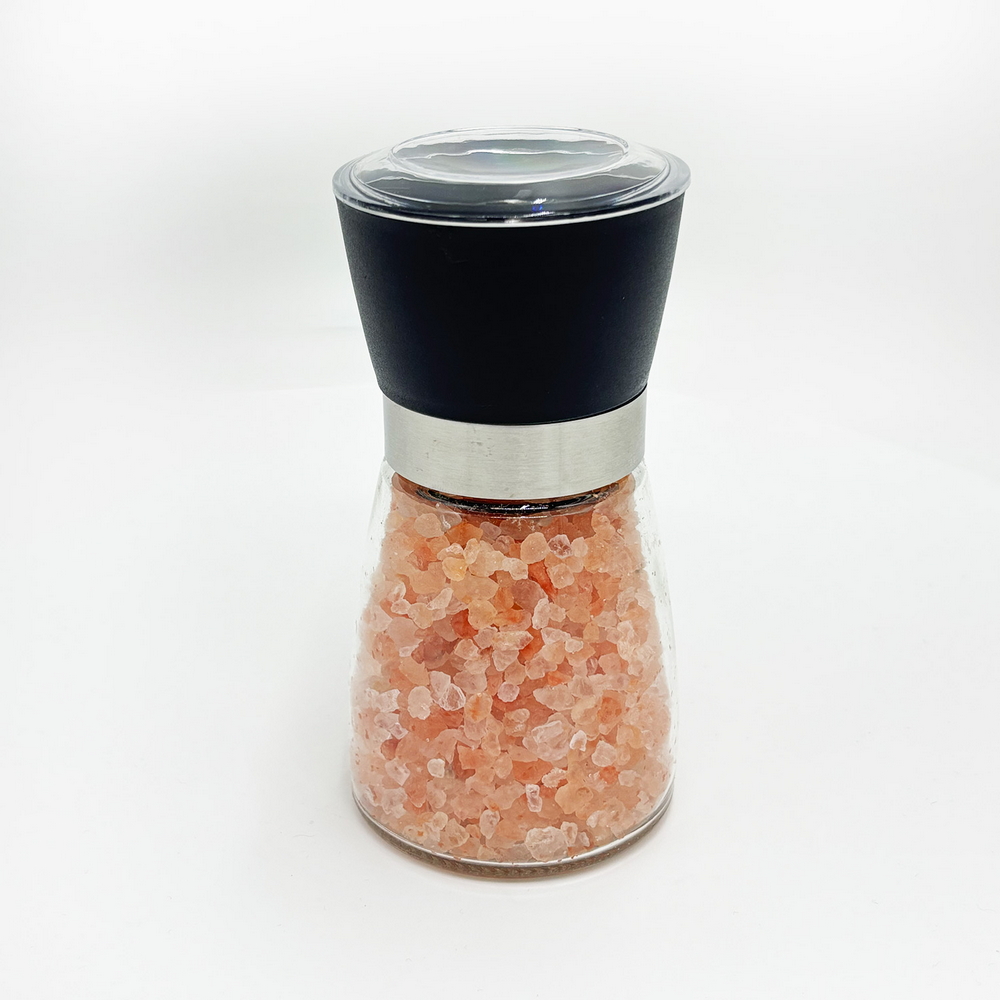 Foto principale Macina Sale basso in vetro e acciaio per Sale Himalayano Rosa Grosso ad uso alimentare 200 gr
