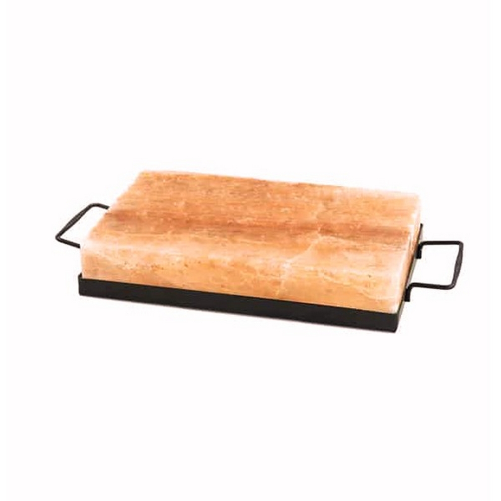 Foto principale Piastra da cottura di Sale Himalayano Rosa naturale 30x20x4 cm 5 kg con Supporto in metallo e manici