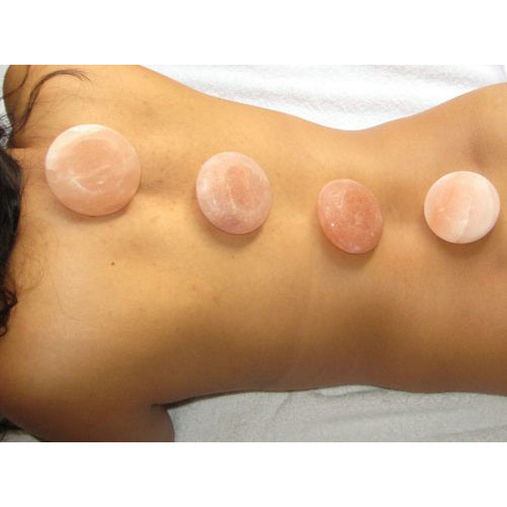 Saponetta di Sale Himalayano Rosa naturale Circolare liscia 350 g per massaggi e trattamenti corpo naturali - Foto 1