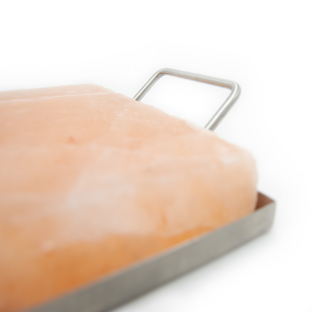 Supporto in acciaio con manici per Piastra da cottura di Sale Himalayano 30×20 cm - Foto 2